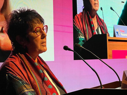 Rosa Pavanelli, secrétaire générale de l'ISP. La propriété publique, ou en tout cas le contrôle public du capital, est une condition essentielle pour le respect de l’intérêt général © GI-ESCR