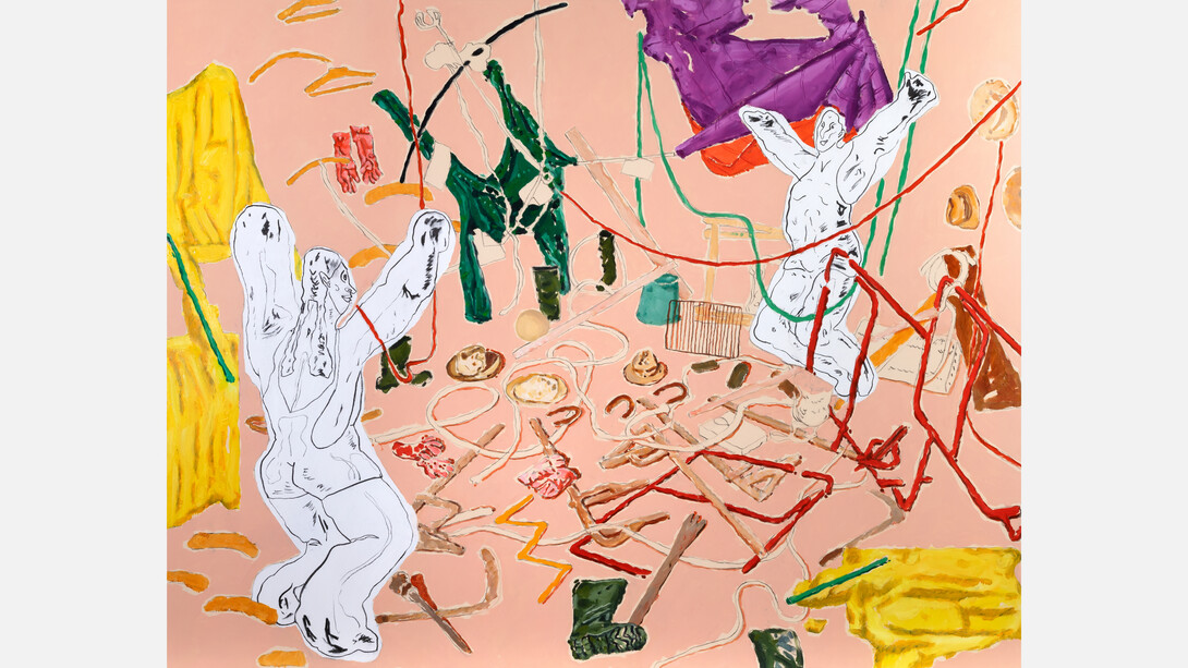 Léonard Martin, Danse Zabriskie I, 2023. Oil and acrylic on canvas, 171 × 219 cm, 67 1/4 × 86 1/4 in. © Courtesy Templon, Paris