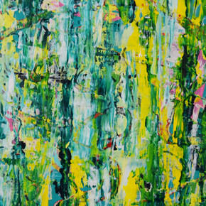 Fountain House Gallery, Bernadette Corcoran, A Storm in My Backyard No. 2, 2018, acrylic on wood, 16 x 18 inches