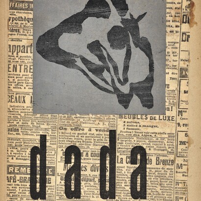 Jean Hans Arp, incisione su legno e collage per la copertina di Dada 4-5 (a cura di Tristan Tzara), Zurigo, Svizzera, 1919