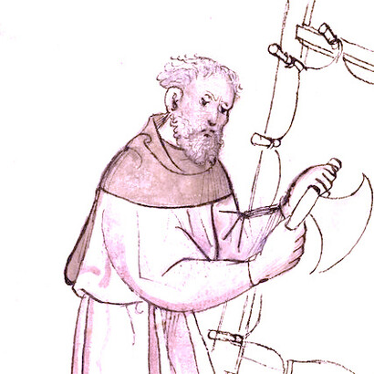 Pergaminero alemán en una ilustración del siglo XV