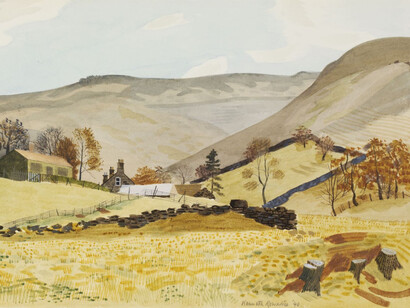 Kenneth Rowntree, Grainfoot Farm, Derwentdale, Derbyshire  1940, Watercolour, Given by the Pilgrim Trust ©Victoria and Albert Museum