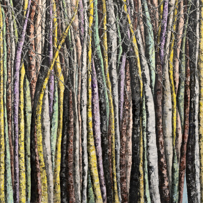 Haleh Mashian, Co-Mingled, mixed media on canvas, 48x48 inches, copyright the artist. Courtesy of the artist and Mash Gallery