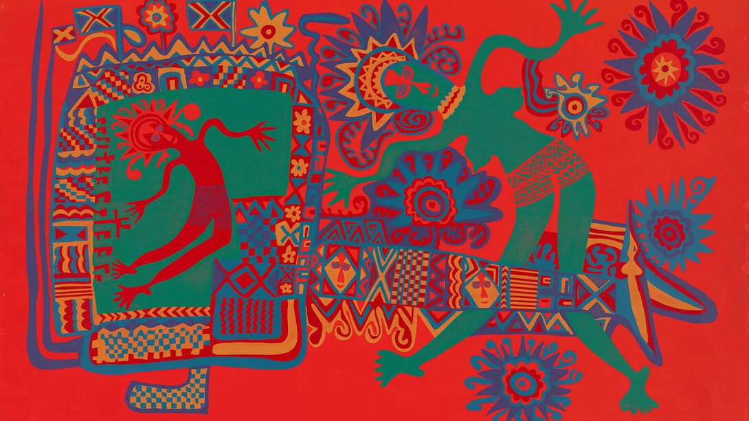 Bilong Papua New Guinea. 50 years of independence collection display, artwork in exhibition view. Courtesy of the National Gallery of Australia