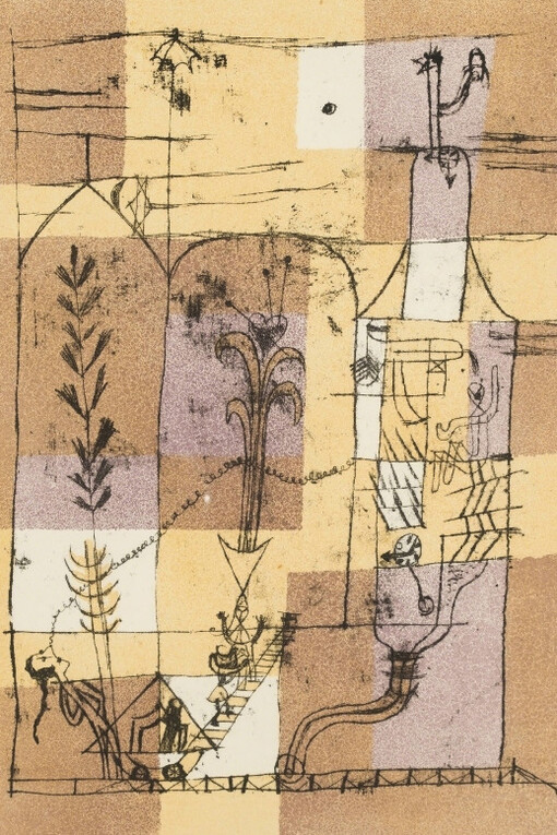 Paul Klee, "Hoffmannesque Scene," 1921, lithograph in four colors. Private collection. Courtesy Galerie St. Etienne, New York.