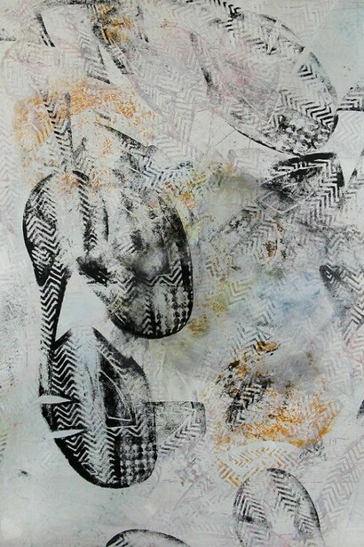 Neil Rumming, Manoeuvres-3, 2012, acrylic, relief ink on canvas, 71 x 59 in (180 x 150 cm)