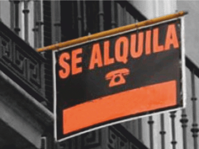 Cartel de un piso en alquiler