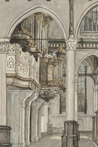 "Describiendo el interior de la Oude Kerk", Schouten, H. P., 1818