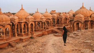 Rows of architectural splendor at Bada Bagh Jaisalmer, India