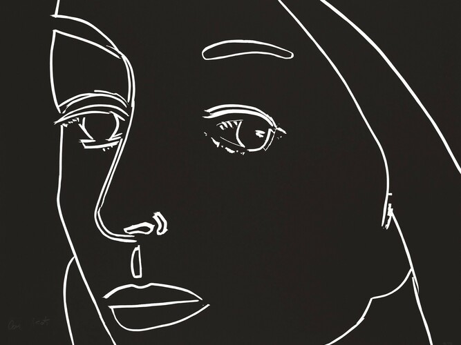 Alex Katz, Ada (Black), 1 Color woodcut on Somerset satin white, 300 gsm, 18x23.50 in