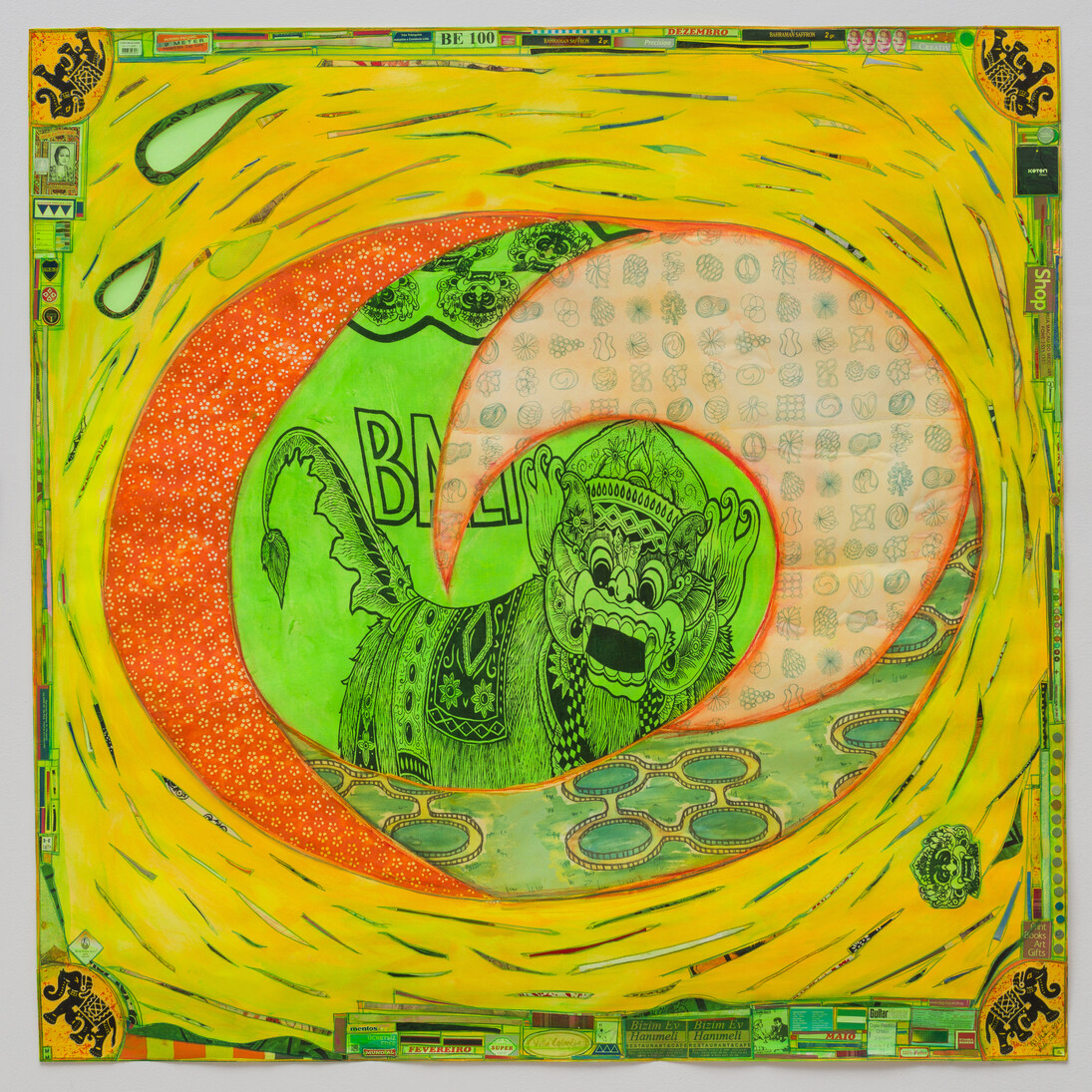Leda Catunda, Ásia I, 2015, Collage, 150 x 150 cm. Photo: Eduardo Ortega, Courtesy of Galeria Fortes Vilaça