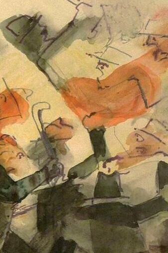 "Manifestación", Stanisław Osostowicz, acuarela sobre papel, 1932