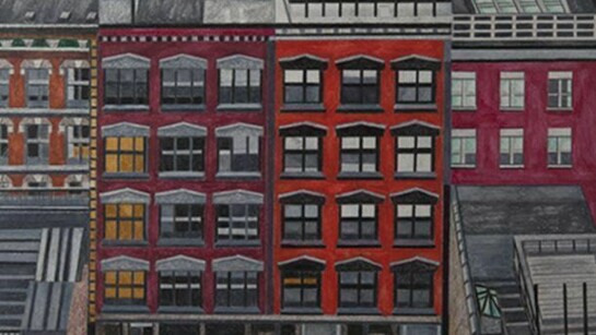 Renee Borkow, From Mondrian's window, 2013, 21 x 29in, Caran d'Ache water color pencil