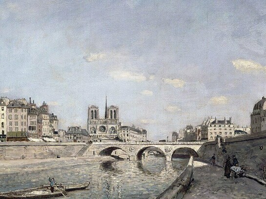 Johan Jongkind, "El Sena y Notre-Dame en París", óleo sobre lienzo, 1864