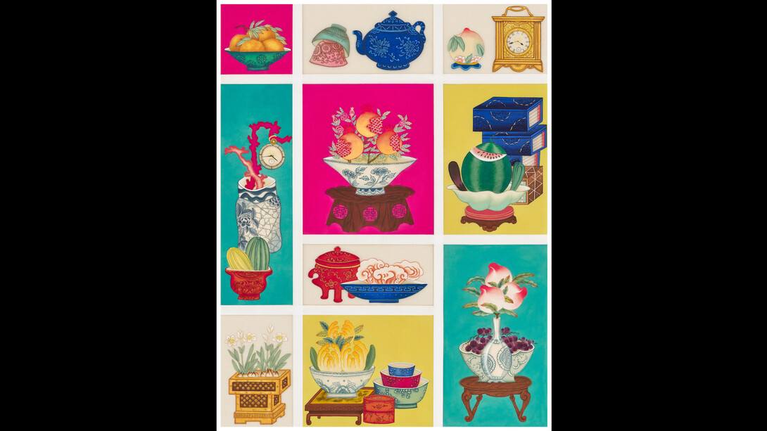 Hyo Jung Lee, Fruit and Vegetables (Sogwado), 35x27 inches. Courtesy of Kate Oh Gallery