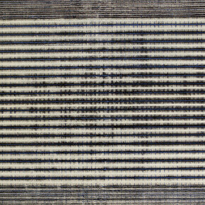 Yazid Oulab, Untitled (V), 2015, Oil on canvas and plumb lines, 130h x 162w cm, Courtesy of Selma Feriani Gallery and the artist