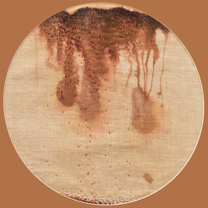 Darya Ershad, Lacrime, cotone, garza, inchiostro, acrilico, 2020