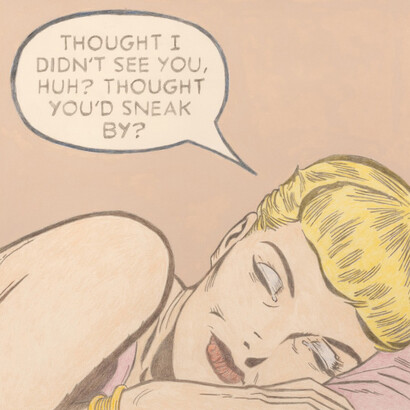 Jerry Kearns, Sneaky, 2022. Courtesy of Modernism Inc. 