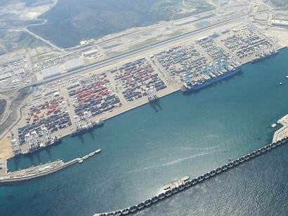 Aerial view of the Tanger Med port, Morocco