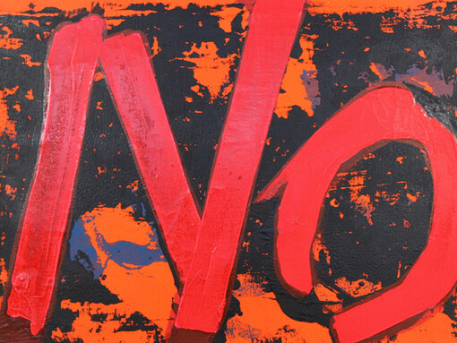 Boris Lurie, Feel Painting: NO with Red and Black, 1963, acrylic / canvas, 55.9 × 88.9 cm, courtesy of Boris Lurie Art Foundation