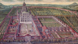 Certosa di Pavia, Veduta a volo d'uccello, XVII secolo, anonimo, Museo della Certosa di Pavia