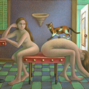 Amy Crehote, Back Scratch Parlor, 2015, oil on canvas, 20x25 cm. Courtesy of Antonio Colombo Arte Contemporanea