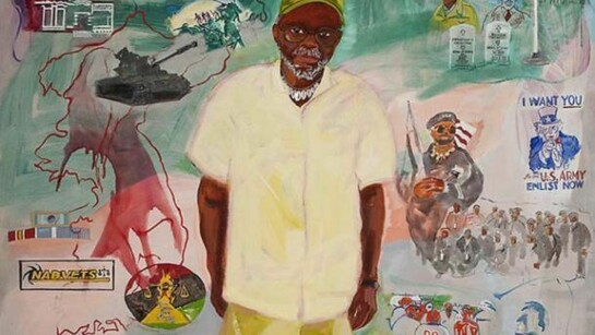 Nina Talbot, detail of Leroy Archible, In the Marine Corps no one guy suffers - everyone carries the load, Oil/canvas, 48”x42”, 2012