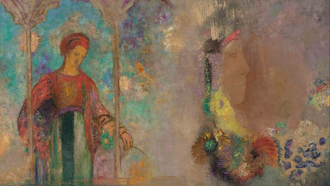 Odilon Redon, Donna sotto arcata gotica: donna con fiori, 1905, Van Gogh Museum