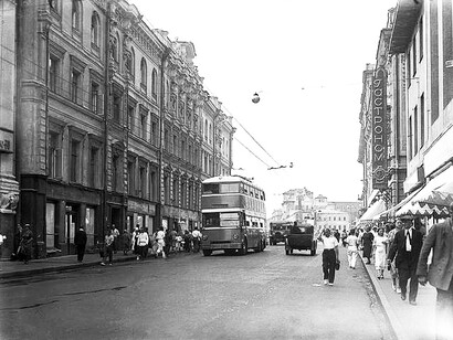 Double-decker trolleybus in Moscow during the 1930s