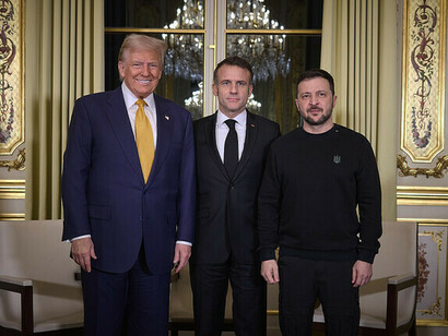 Em Paris, o presidente ucraniano Volodymyr Zelenskyy se encontrou com o presidente francês Emmanuel Macron e o presidente eleito dos EUA, Donald Trump, para uma reunião trilateral