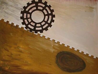 Jose Descronos, Arquitectura persiguiendo su sombra, Acrylic on Canvas, 29.5" x 37.5"