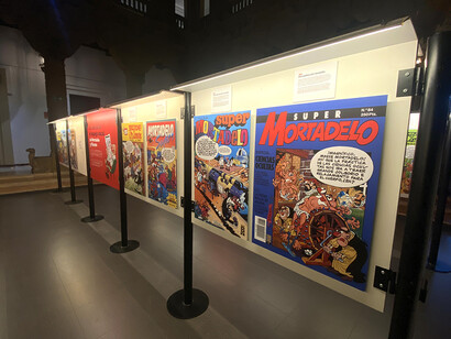 La ciencia de Mortadelo y Filemón. Crónicas disparatadas de la investigación en España, vista de exhibición. Cortesía de Casa de la Ciencia 