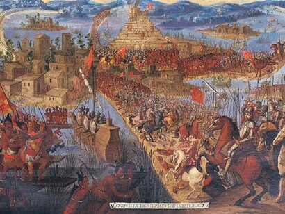 La conquista de Tenochtitlán, de la serie Conquista de México, autor desconocido