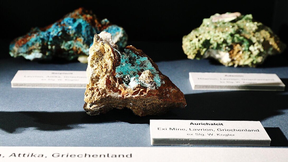 Kristalle aus feuer und fels, ausstellungsansicht. Mit freundlicher genehmigung des Naturkundemuseum