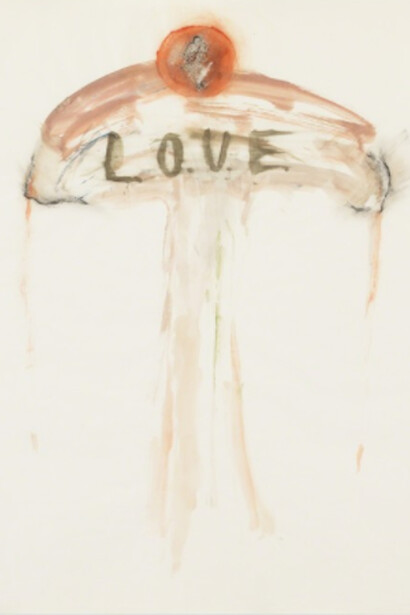 Nancy Spero, L.O.V.E., Mother & Child & Breasts, 1967 Gouache and ink on paper
24 x 36 inches (61 x 91.4 cm). Courtesy of Galerie Lelong
