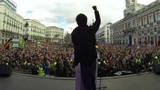 Pablo Iglesias durante su discurso en la Puerta del Sol