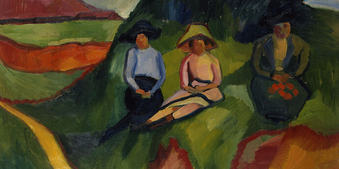 Hans Thuar, Drei Frauen im Grünen, 1912