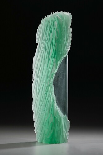Alex Gabriel Bernstein, Green Window, 2015, carved glass, 22.50x6.50x4 inches