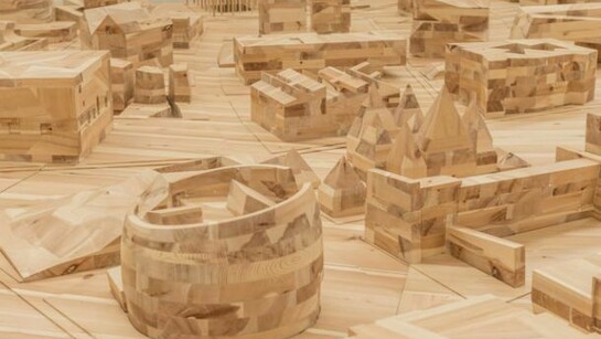 Ai Weiwei, Ordos 100 Model, 2011, pine wood, video, 80 x 1511 x 1357.3 cm, 1h 0m 57s, Presented with texts and images from 100 architects, Courtesy Galleria Continua, San Gimignano/Beijing/Le Moulin, Photo by Oak Taylor-Smith