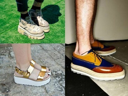 Different styles of platform shoes