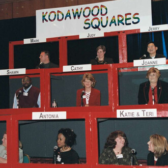 Lambda members and allies perform a skit based on
the popular TV quiz show, Hollywood Squares, at the
2002 Lambda Network at Kodak's Annual Education
Event with Management (detail). Courtesy of George Eastman Museum
