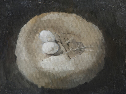 Zhao Zhao, Spoiled Bird Egg, 2013, Oil on canvas, 10 1/2 x 13 3/4 in (27 x 35 cm). Courtesy of the artist and Chambers Fine Art
