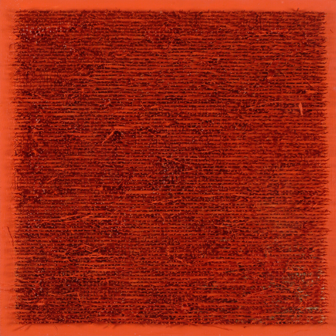 Bernard  Aubertin, Clous n. 731, 1968, nails and acrylic on panel, 50 × 50 cm.
Photo Bruno Bani 
Courtesy Cortesi Gallery

