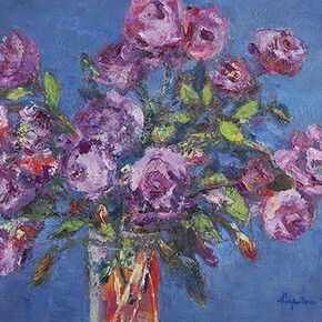 Perpetua Pope, Still Life, Flowers in a Glass Vase, 1990