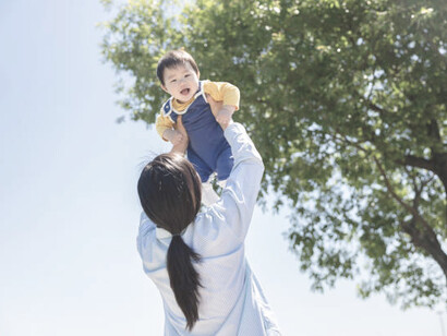 A South Korean mother with her baby, symbolizing the nation's demographic crisis and the ongoing population decline in South Korea