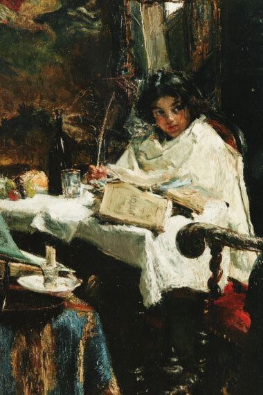 Antonio Mancini Bambina che legge, 1878 Olio su tela, 60 X 45 cm. Courtesy of Galleria Bottegantica