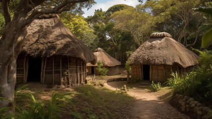Explore the sustainable beauty of an old thatched roof cottage, showcasing Papua New Guinea's rich vernacular architecture