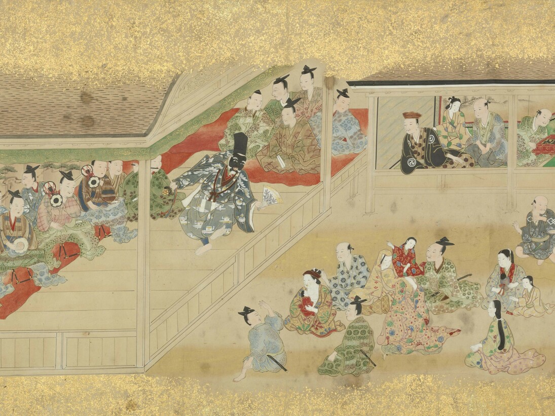 Manzai Dancer’s Drum (Manzai no Tsutsumi Emaki), Handscroll; ink, colours, silver and gold on paper, Middle of 17th century, Edo period (1615-1868), Japan, © Trustees of the Chester Beatty Library, Dublin