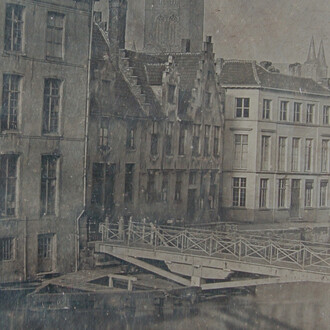 François Braga & Joseph Pelizzaro, Gand, vue sur la Predikherenlei et le pont Predikherenbrug (détail), 1839. Avec l'aimable autorisation de FOMU