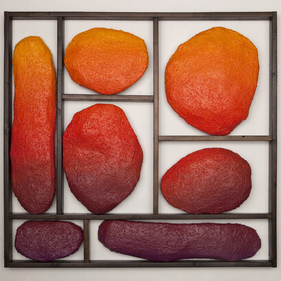 Nathan Green, Golden Hour, Spray expanding foam, paper mache, sawdust, acrylic, wood, 203.2 x 190 cm, 2014